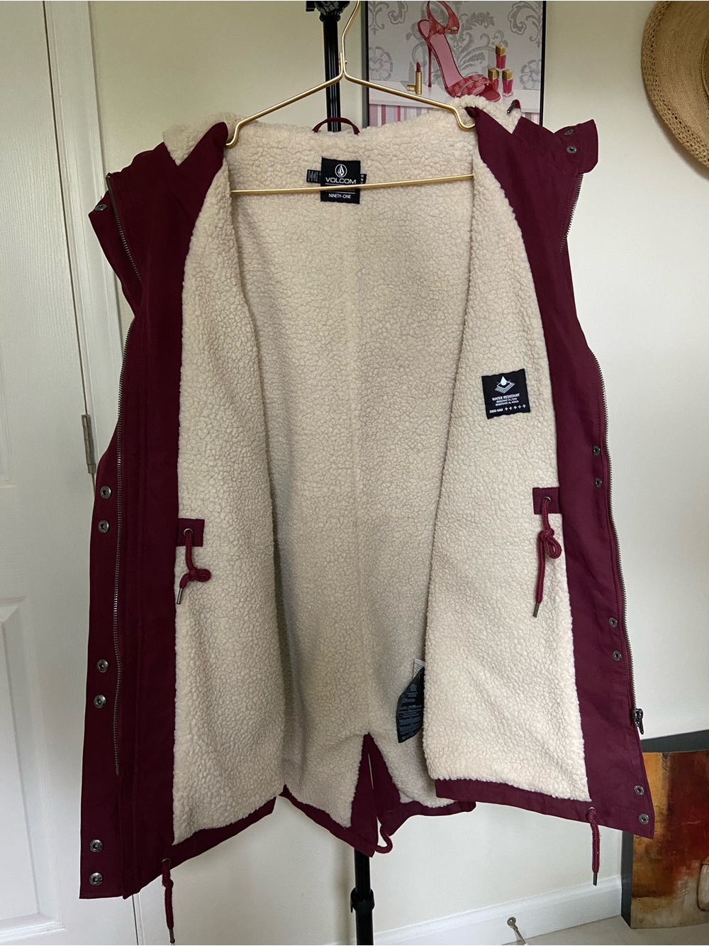 Volcom Women's Burgundy Hooded Ski Jacket - Picture 12 of 13